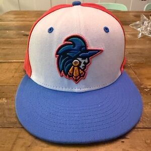 New Era Red Fitted Cap Fayetteville Woodpeckers Alternate. 7 3/8